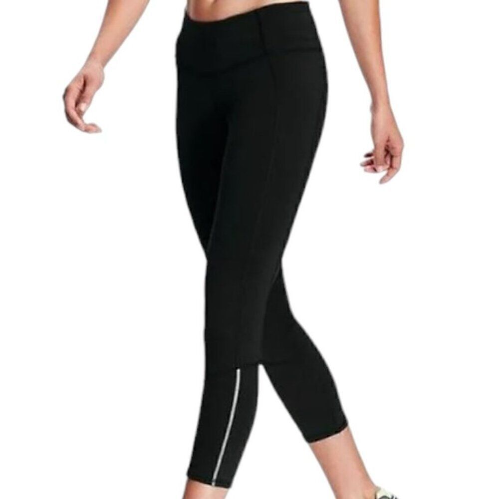 Old Navy Black ON Active Go-Dry Run Crop Basic Blackjack Size Medium